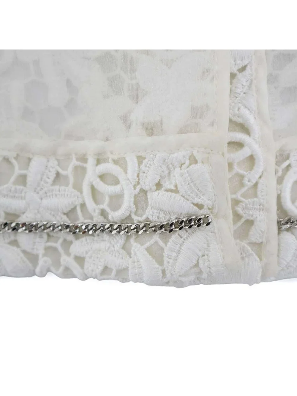 Chanel CC Logo Button All Lace Double Breasted Jacket White 36